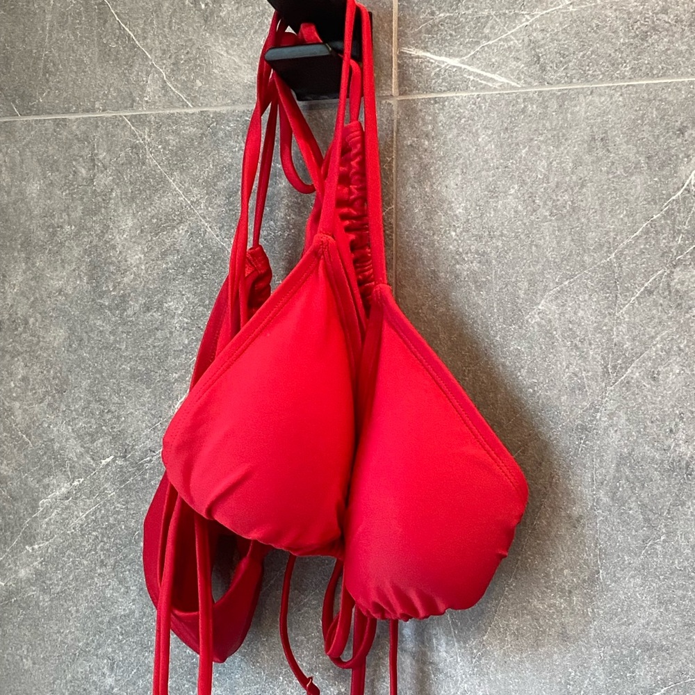Red Triangle Bikini Set Size Large - image 1